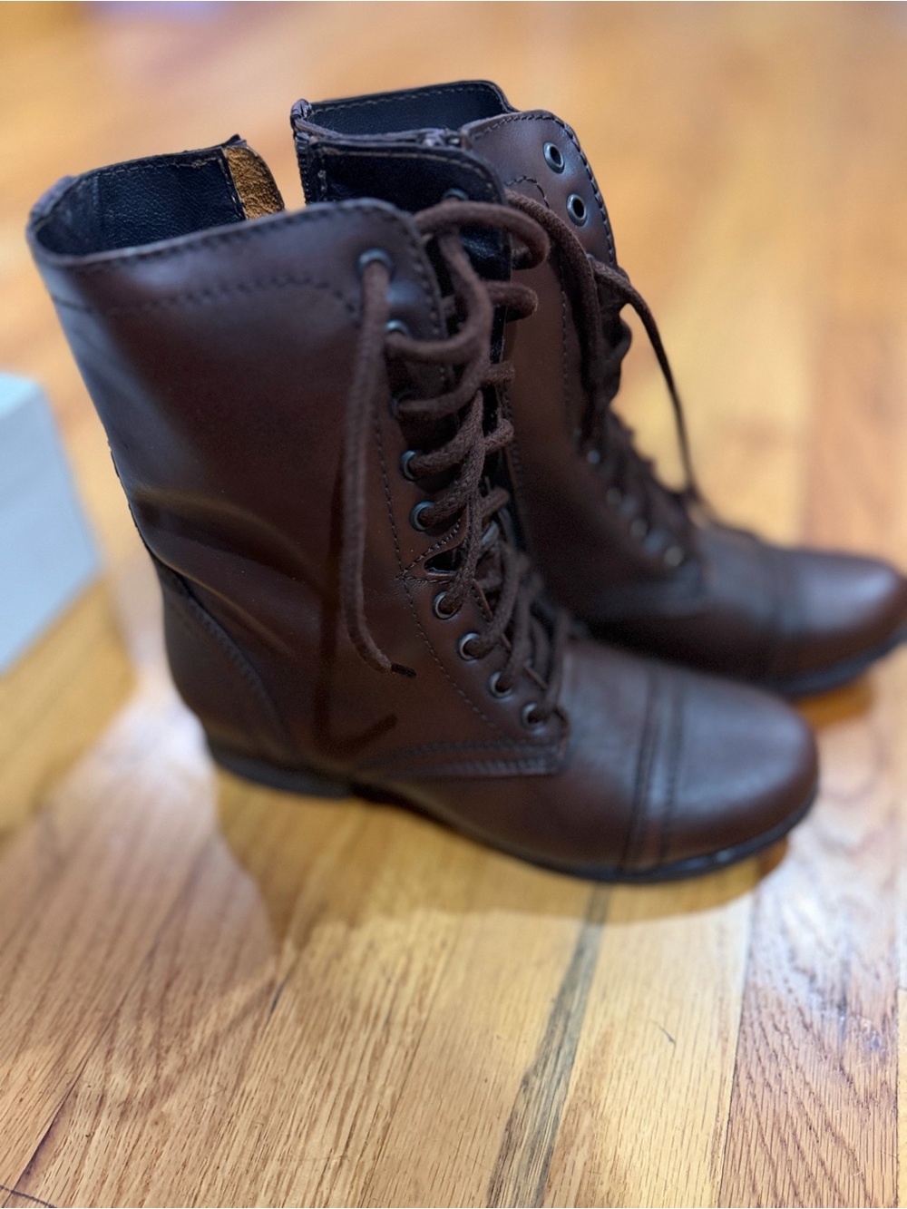 Steve Madden Brown Lace-Up Combat Boots - Picture 4 of 9